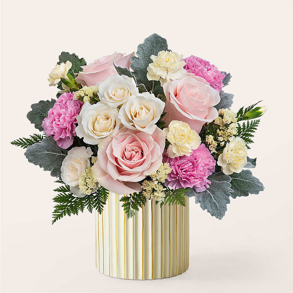 Blissful Moments Bouquet with Ivory Vase – COUNTRY PEDDLER FLORAL & GIFT, Savanna IL