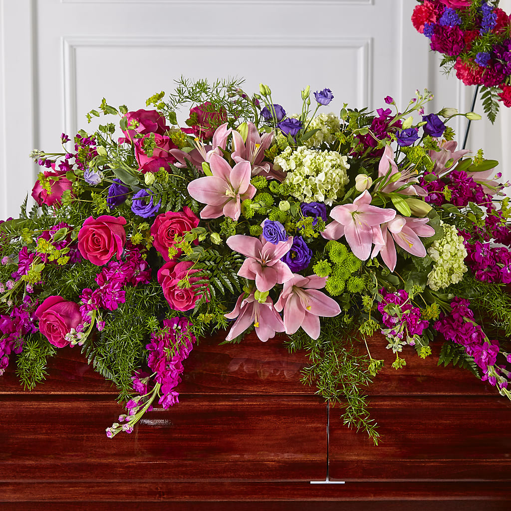 Radiant Tribute Casket Spray – COUNTRY PEDDLER FLORAL & GIFT, Savanna IL