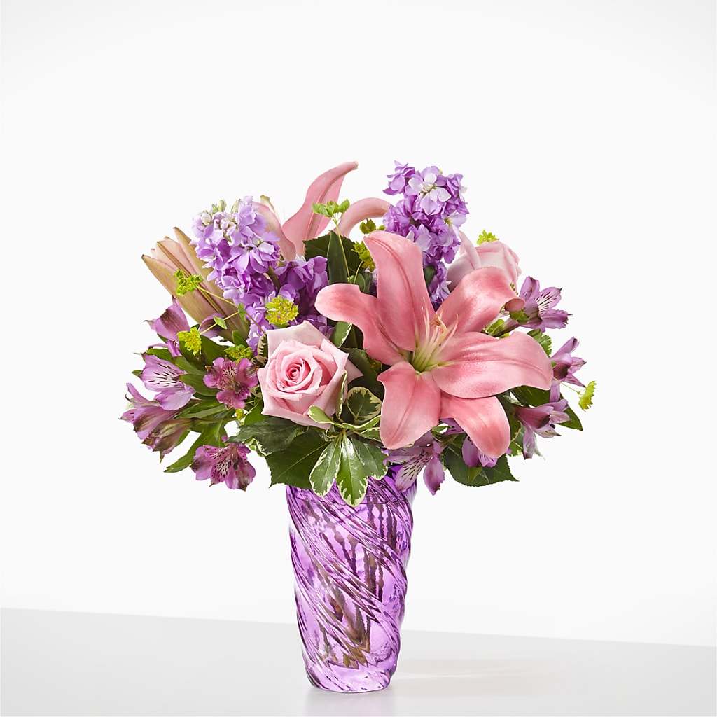 Precious Petals Bouquet with Luxe Swirl Vase – COUNTRY PEDDLER FLORAL & GIFT, Savanna IL