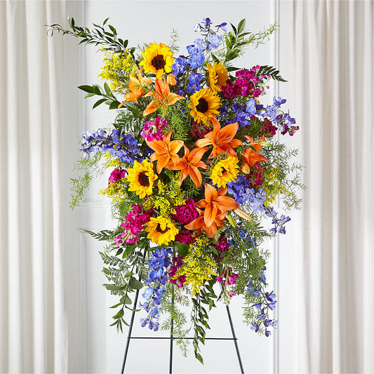 Sunlit Memories Standing Spray (Standard) – COUNTRY PEDDLER FLORAL & GIFT, Savanna IL