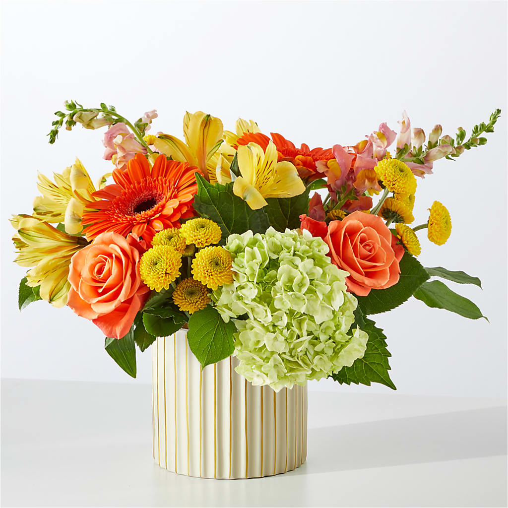 Autumn Sunshine Bouquet with Ivory Vase – COUNTRY PEDDLER FLORAL & GIFT, Savanna IL
