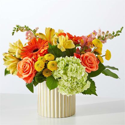 Autumn Sunshine Bouquet with Ivory Vase – COUNTRY PEDDLER FLORAL & GIFT, Savanna IL