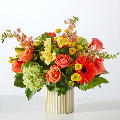Autumn Sunshine Bouquet with Ivory Vase – COUNTRY PEDDLER FLORAL & GIFT, Savanna IL