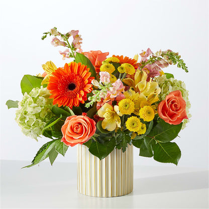 Autumn Sunshine Bouquet with Ivory Vase – COUNTRY PEDDLER FLORAL & GIFT, Savanna IL