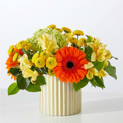 Autumn Sunshine Bouquet with Ivory Vase – COUNTRY PEDDLER FLORAL & GIFT, Savanna IL