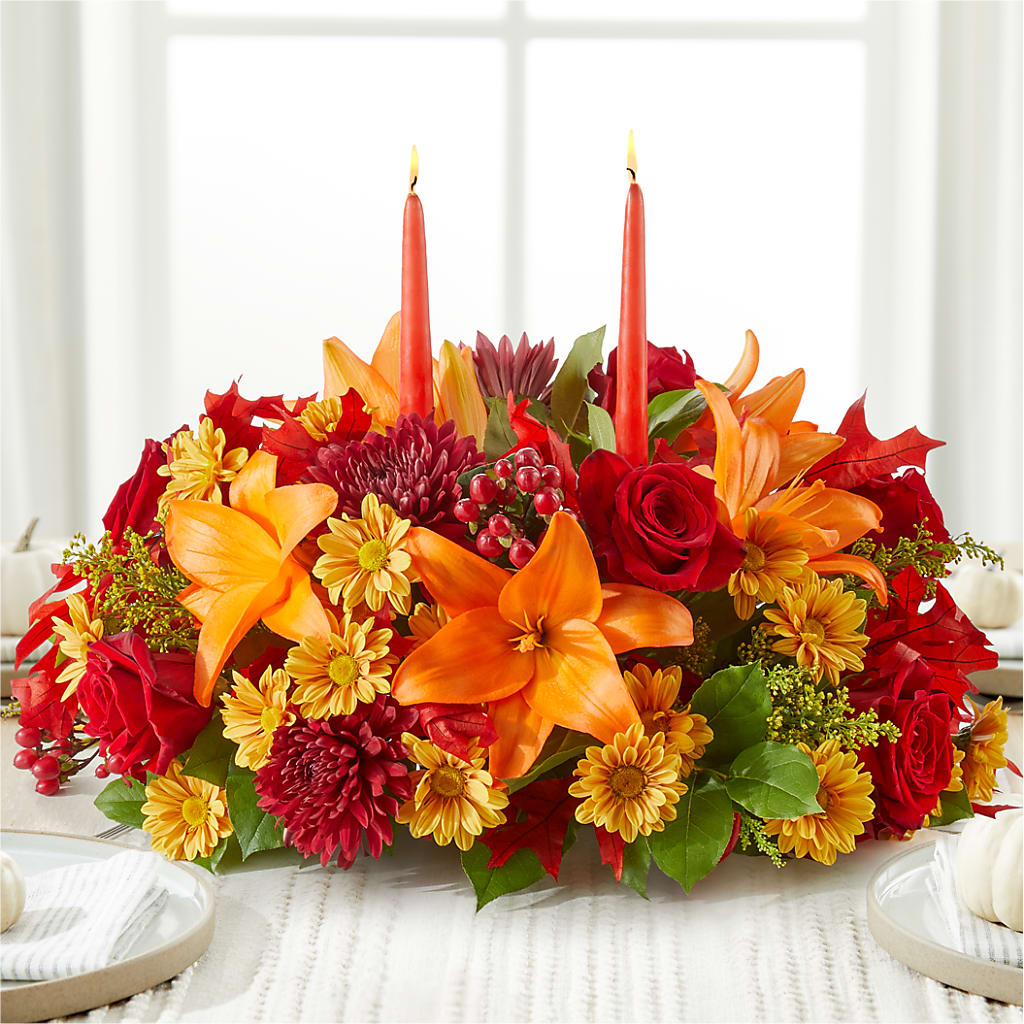 Autumn's Embrace Centerpiece – COUNTRY PEDDLER FLORAL & GIFT, Savanna IL